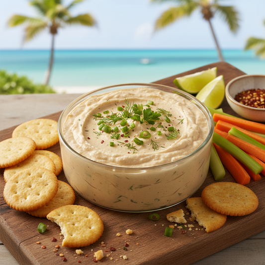 Creamy smoked Mahi-Mahi dip made with fresh Florida mahi. Perfect as an appetizer with crackers or vegetables. A Florida Keys classic! Approximately 1 lb container.